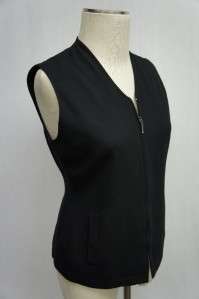   Loft Black Sleeveless Zip Front Lined Vest Sz 2 100% Wool  
