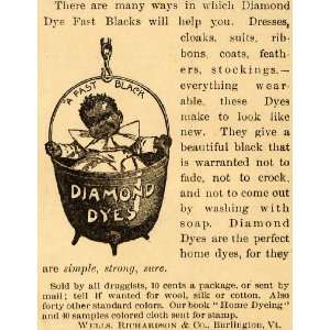 1891 Ad Diamond Dye Fast Black Wells Richardson Company   Original 