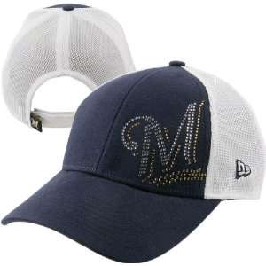 Milwaukee Brewers Womens Hat New Era Jersey Shimmer Trucker Mesh Hat 