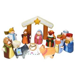   J3764 Hand Carved Wooden 12 Piece Childs First Nativity Set