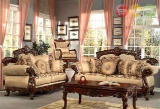   Antique Style Luxury Sofa & Love Seat 2 Piece Living Room Set HD 296