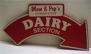 Mom & Pops Corner Store Dairy Arrow Rustic Wood Sign  
