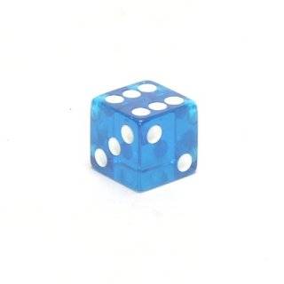 16mm d6 Blue Translucent Square Edge Dice with Pips