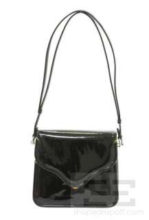 Judith Leiber Black Patent Leather Double Gusset Handbag  