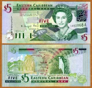 Eastern East Caribbean, $5 (2003) Antigua, P 42a UNC  