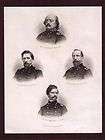 Vintage Engraving of 4 Civil War Generals, Butler etc.