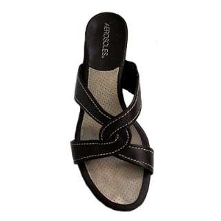 AEROSOLES Brown Leather Strappy Slide Heel Sandals 7.5  