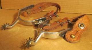 PARTRADE SPURS W/TOOLED LEATHER & SILVER MEDALLIONS 036881302599 