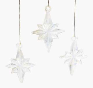 Lot of 12 Opalized Glass 8 Point Stars Christmas Tree Ornaments  