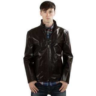   Mens New Brown Zip Up Vintage Leather Hipster Jacket Size M  