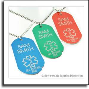 One Diabetes Diabetic Type Medical ID Dog Tag Necklace  