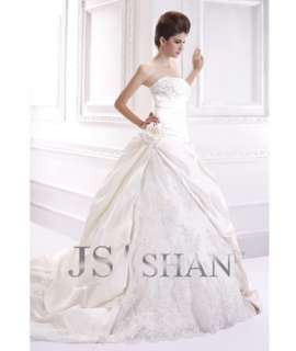 Jsshan Embroidery Strapless A Line Train Ball Bridal Gown Wedding 