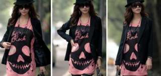 Japan Korea Women Big Skull Blouses Tops Shirts  