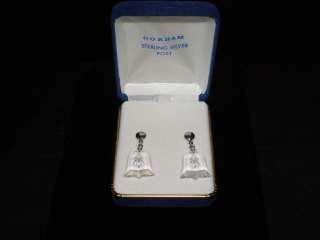 Gorham Sterling Silver & Crystal Bell Pierced Earrings  