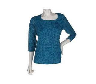 NEW Citiknits PolyBurnout Textured Top TEAL/XS  