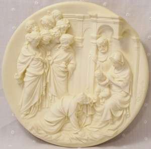 Alberto Santangela Alabaster Plate #0663 Adoration of the Magi  
