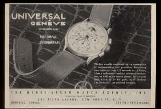 1946 Universal Geneve Tri Compax Chronograph watch photo vintage print 
