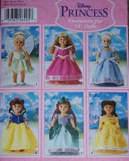 DISNEY PRINCESS pattern 18 doll BELLE Snow White Cinderella Ariel 
