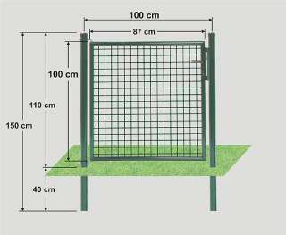 Gartentor 100 x 100 cm, grün inkl. komplettem Zubehör  