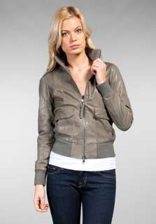 MACKAGE Cataline Leather Bomber Jacket in Grey  