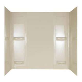   32 in. x 57 in. x 60 in. Five Piece Easy Up Adhesive Tub Wall in Bone