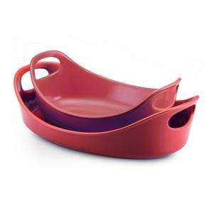 Rachael Ray Bubble & Brown Oval Bakers in Red (Set of 2) 55098 at The 