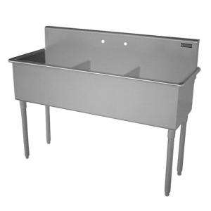   FreestandingStainless Steel 57x21.5x42 2 Hole Triple Bowl Kitchen Sink