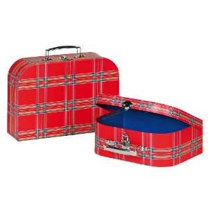 Childs Toy Suitcase Red Check Large Paperboard  Spielzeug
