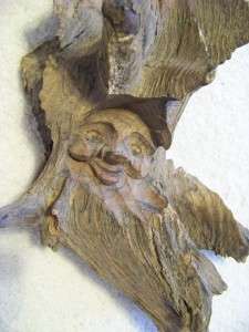 Wood Carving Tree Man Gnome Sculpture Face Wall Hanging  