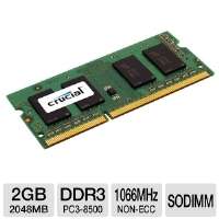Crucial CT25664BC1067 Laptop Memory Module   2GB, PC3 8500, DDR3 