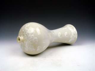 White Crystalline Hand Glazed Porcelain Heavy Vase 11  