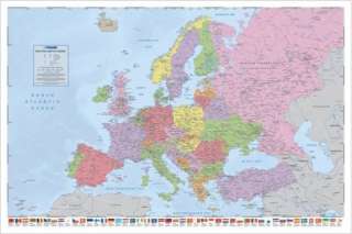 Poltische Weltkarte   Europa Flaggen Poster #49076  