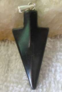 12 Black Onyx Gemstone Arrow Head Charm Pendant W7374  