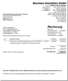 Immobilien Software Rechnung   (Bild Klicken öffnet Screenshot in 