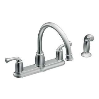 MOEN Banbury 2 Handle Side Sprayer Kitchen Faucet in Chrome CA87553 at 