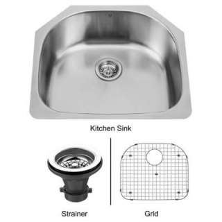   Single Bowl Undermount Stainless Steel Kitchen Sink, Grid and Strainer