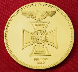 Reichsbank Münze 1871 Eisernes Kreuz Gold Barren 999 Gold vergoldet 