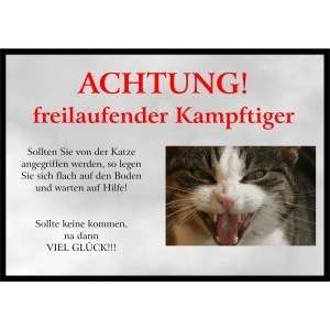 PEMA Achtung / Fun Schild Katze Türschild individuell  