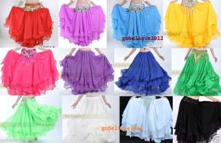 Hot New Beautiful 3 Layers Belly Dance Skirt 14 Colors Available Free 