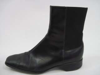AUTH PRADA Black Leather Ankle Boots Shoes Sz 8.5  