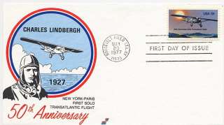 1710 1 CHARLES LINDBERGH FDC 1ST CACHET BY SPECTRUM 1977  