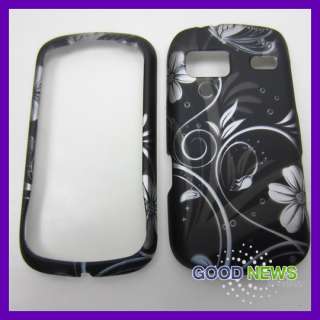 Boost Mobile LG Rumor Reflex LN272 Black Silver Flower Hard Case Phone 