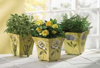Tin Country Flower Print Planters Pots Plant Holders  