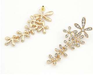 New Comming Crystal Gold plated Flower Stud Earring Cute Fashion Women 