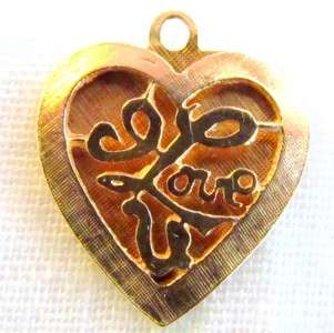 Vintage 585 AC 14K Solid Gold I LOVE YOU Heart Charm  