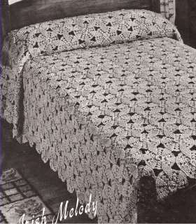 Vintage Crochet MOTIF BLOCK Bedspread Irish Mel Pattern  