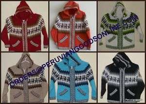 New Alpaca Sweater Jacket Hood for Kids ~ Multi colored  
