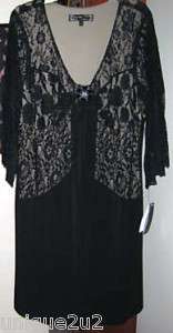 NWT SPENCER ALEXIS BLACK LACE CAMEL LINED DRESS 3X  