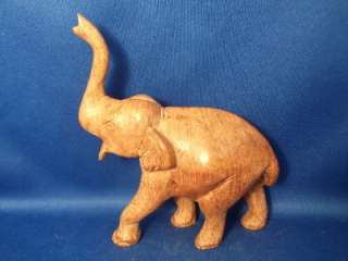 Wild Elephant Figurine Hand Carved & Crafted Statue Light Wood 4.5 