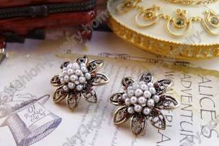   Lovely Flower Imitative White Pearl Red Dazzling Crystal HOT  